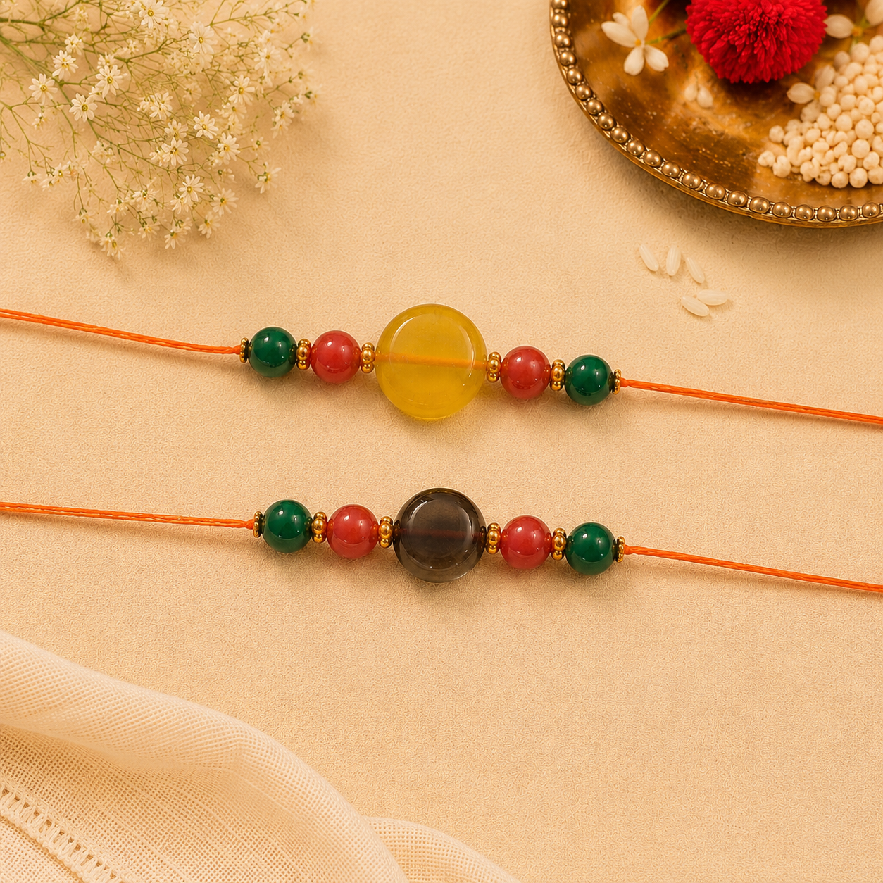 Whe Handmade Genuine Gemstone Rakhi combo