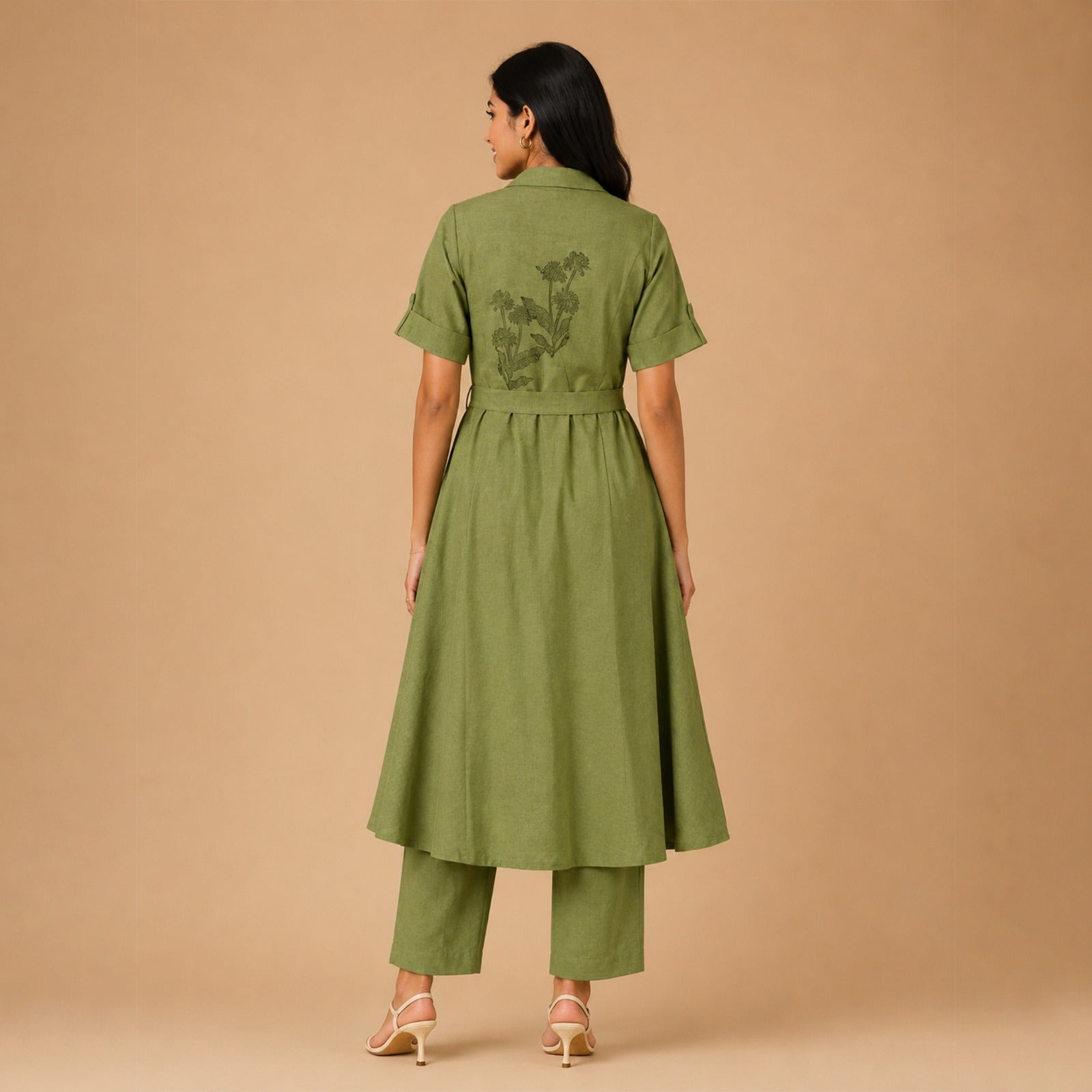 Handblock Printed Cotton Shrug Suit Set with Inner