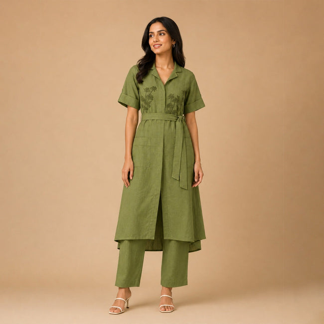 Handblock Printed Cotton Shrug Suit Set with Inner