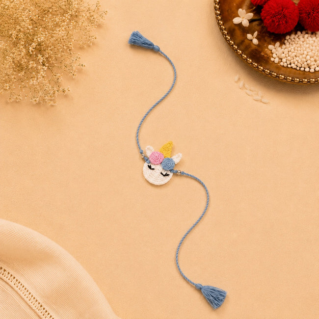 Whe Handmade Crochet Unicorn Rakhi Gift Set